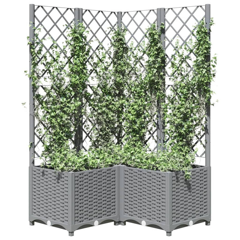 Load image into Gallery viewer, Vidaxl plantenbak met latwerk 80x80x136 cm polypropeen lichtgrijs