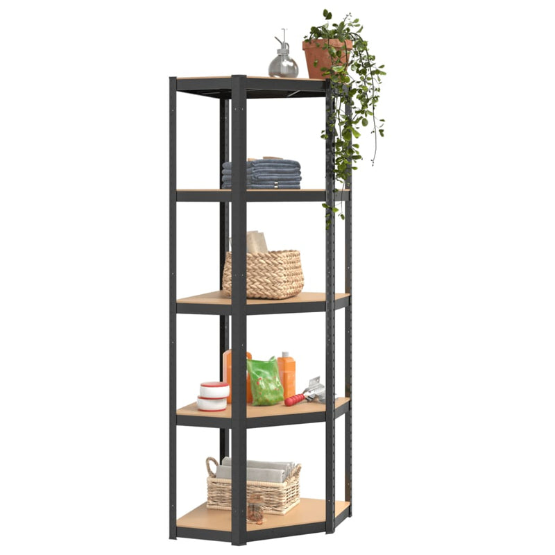 Load image into Gallery viewer, VidaXL Opbergrek 5-laags 3 st staal bewerkt hout antracietkleurig