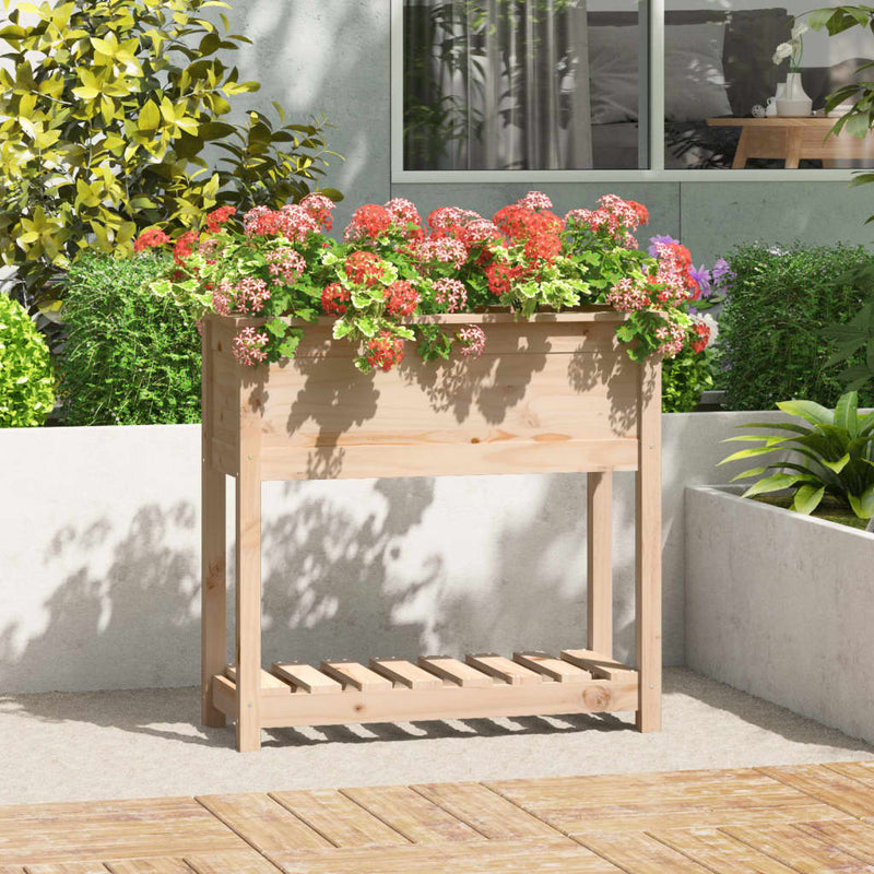 Load image into Gallery viewer, VidaXL Plantenbak met schap 82,5x34,5x81 cm massief grenenhout
