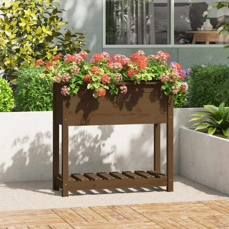 ギャラリービューアに画像をロードする, Vidaxl plantenbak met schap 82,5x34,5x81 cm grenenhout honingbruin