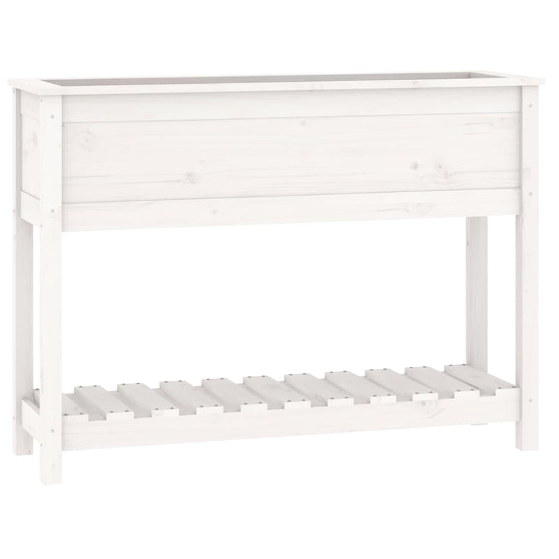 ギャラリービューアに画像をロードする, Vidaxl plantenbak met schap 111,5x34,5x81 cm massief grenenhout wit