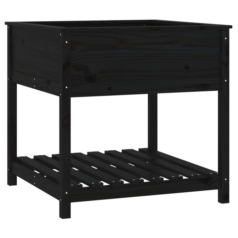 Load image into Gallery viewer, Vidaxl plantenbak met schap 82,5x82,5x81 cm massief grenenhout zwart