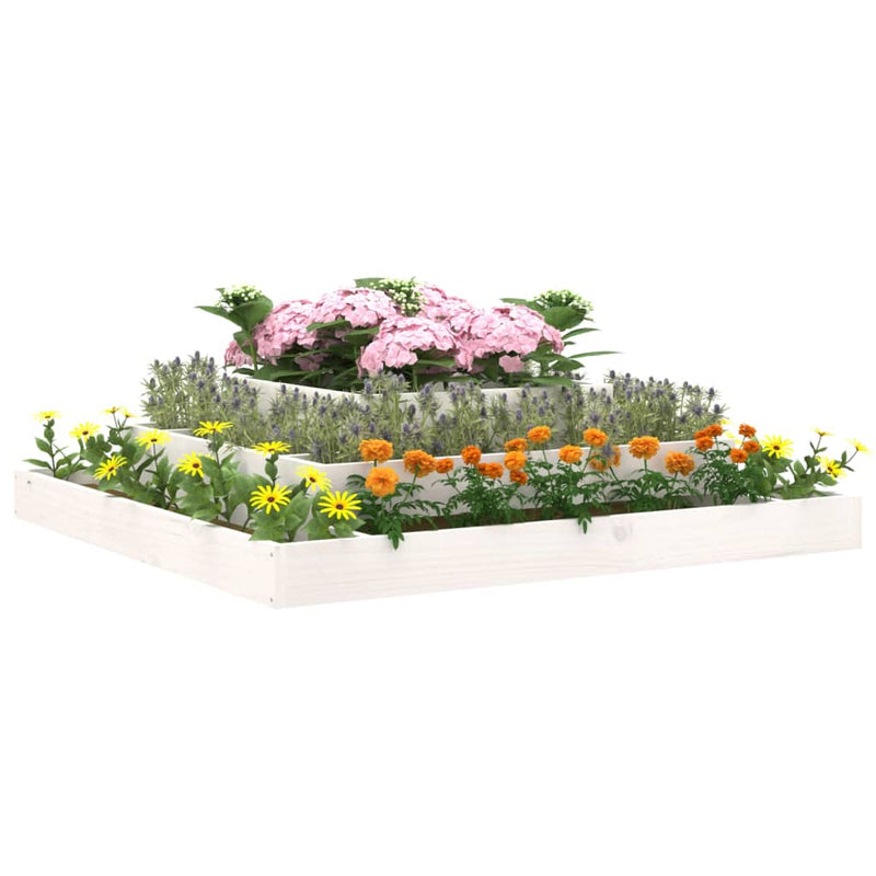 Load image into Gallery viewer, Vidaxl plantenbak 110x110x27 cm massief grenenhout wit
