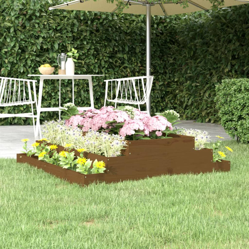 Load image into Gallery viewer, Vidaxl plantenbak 110x110x27 cm massief grenenhout honingbruin