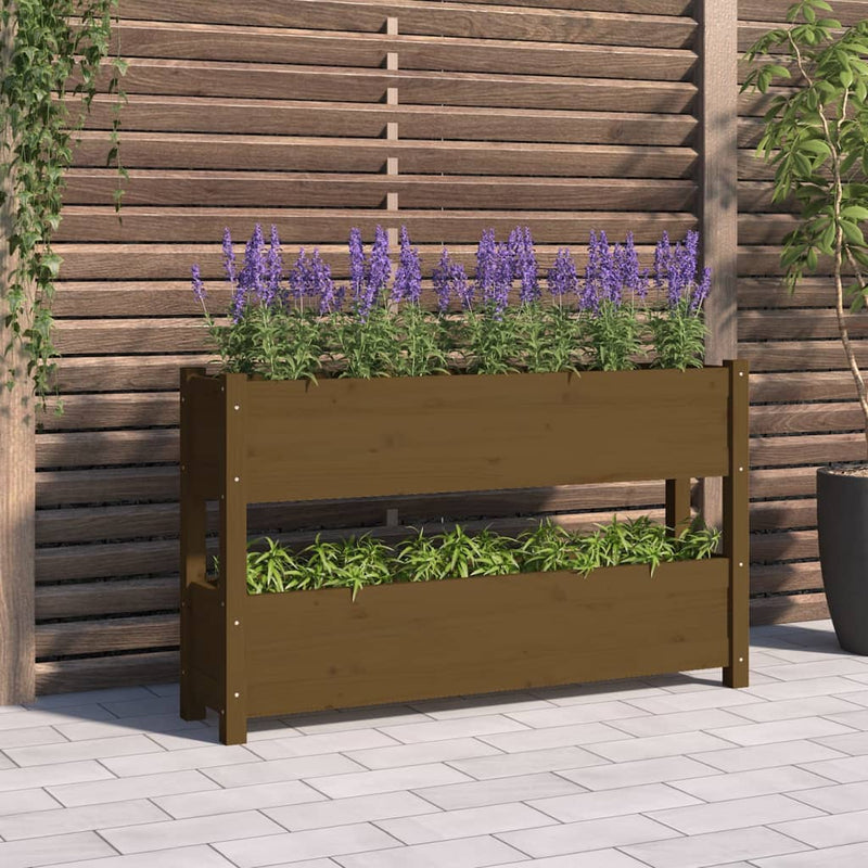 Load image into Gallery viewer, Vidaxl plantenbak 112x25x66 cm massief grenenhout honingbruin
