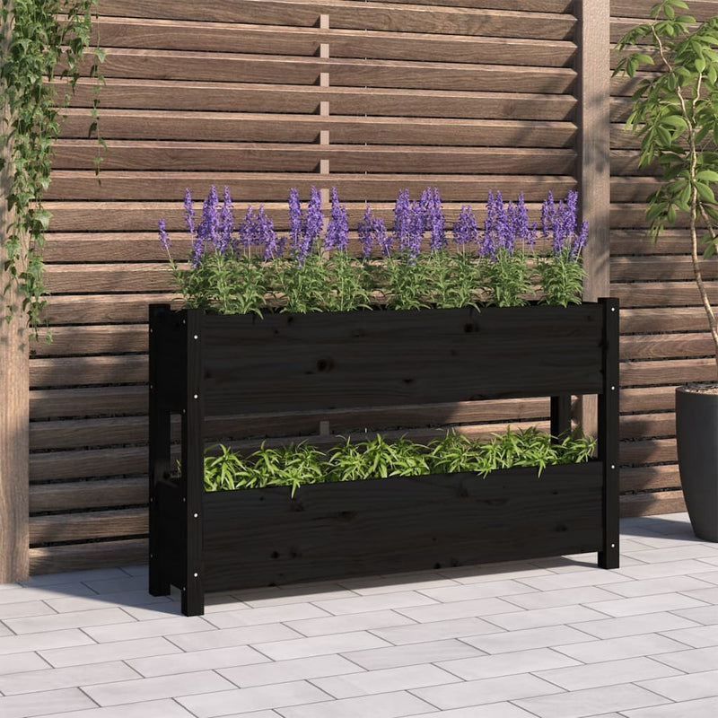 Load image into Gallery viewer, VidaXL Plantenbak 112x25x66 cm massief grenenhout zwart