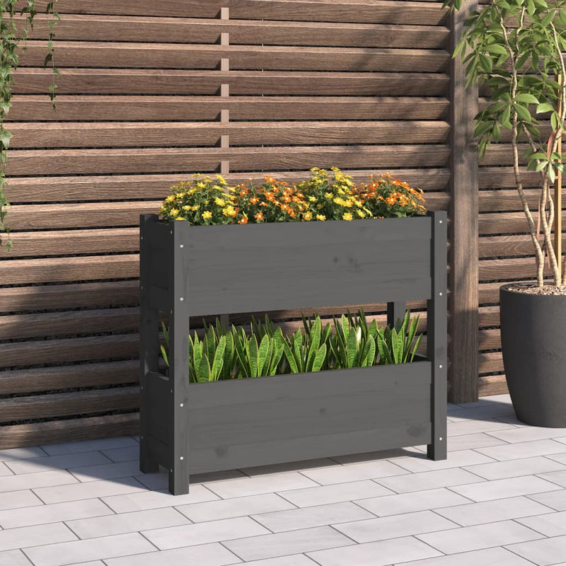 Load image into Gallery viewer, Vidaxl plantenbak 77x25x66 cm massief grenenhout grijs