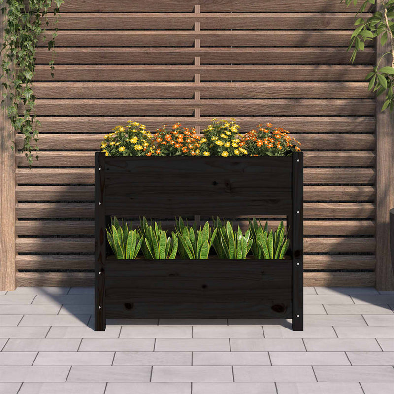 Load image into Gallery viewer, Vidaxl plantenbak 77x25x66 cm massief grenenhout zwart