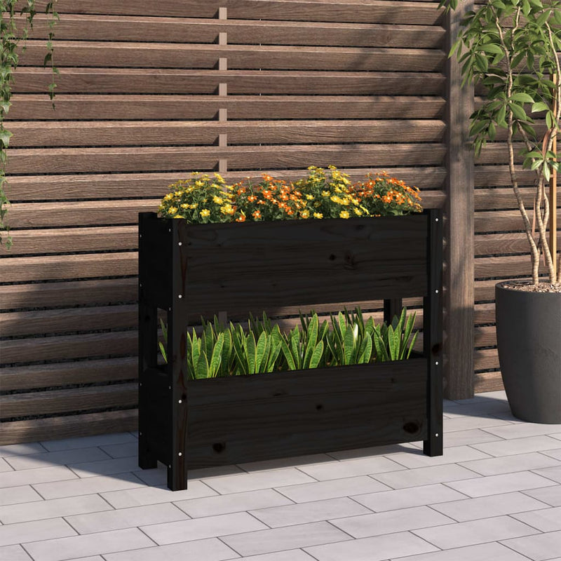 Load image into Gallery viewer, Vidaxl plantenbak 77x25x66 cm massief grenenhout zwart