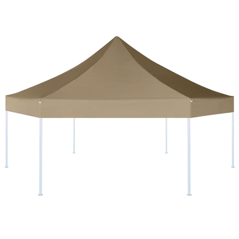 Load image into Gallery viewer, Vidaxl partytent inklapbaar zeshoekig 3,6x3,1 m taupe 220 g m²