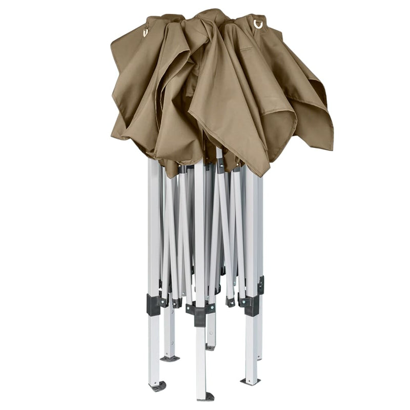 Load image into Gallery viewer, Vidaxl partytent inklapbaar zeshoekig 3,6x3,1 m taupe 220 g m²