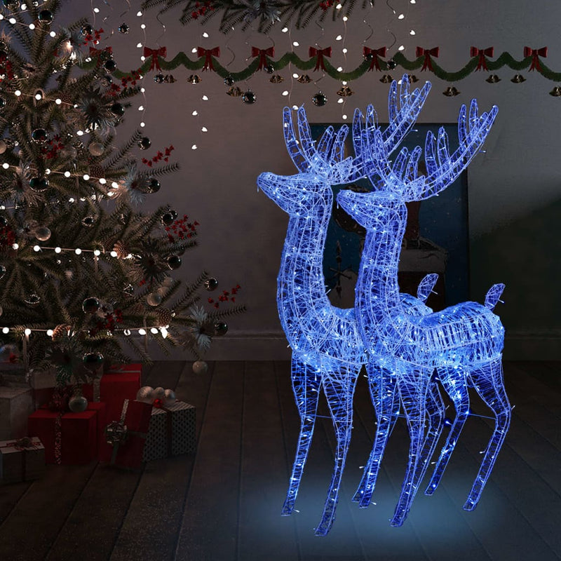 Load image into Gallery viewer, VidaXL Kerstdecoratie rendier XXL 2 st 250 LED's blauw 180 cm acryl