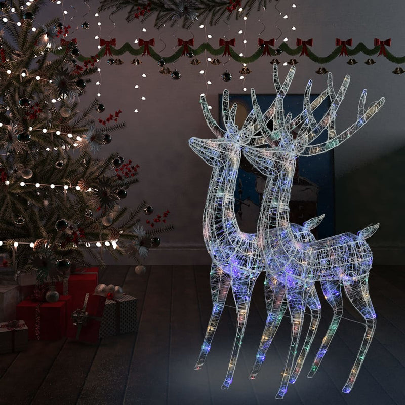Load image into Gallery viewer, VidaXL Kerstdecoratie rendier XXL 2 st 250 LED meerkleurig 180cm acryl