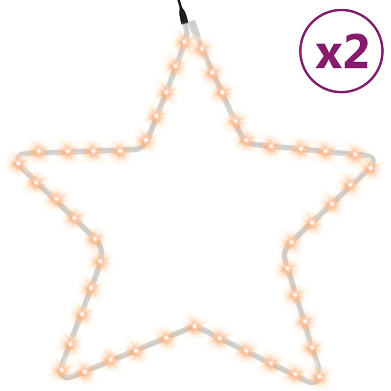Load image into Gallery viewer, Vidaxl kerstfiguren sterren met 48 led's 2 st 56 cm warmwit