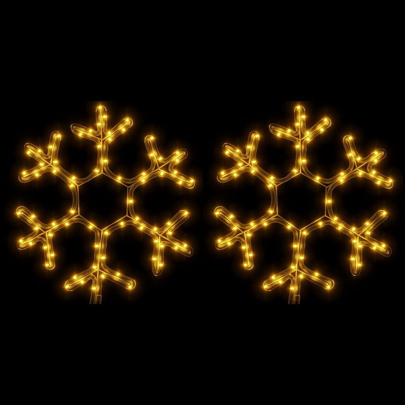 Afbeelding laden in galerijviewer, Vidaxl kerstfiguur sneeuwvlok met led's 2 st 38x37 cm warmwit