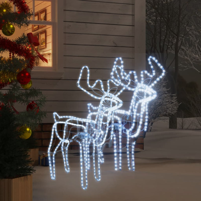 Load image into Gallery viewer, VidaXL Kerstfiguur rendier met bewegende kop 2 st 76x42x87 cm koudwit