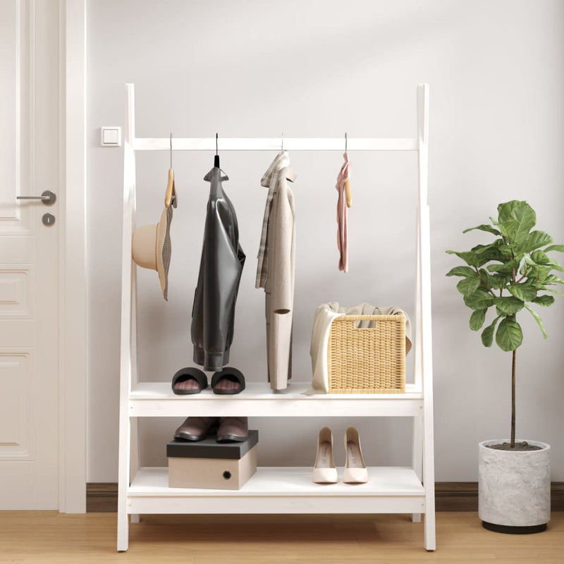 Load image into Gallery viewer, Vidaxl kledingrek 100x45,5x150 cm massief grenenhout wit