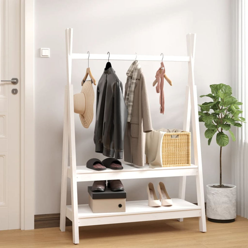 Load image into Gallery viewer, Vidaxl kledingrek 100x45,5x150 cm massief grenenhout wit