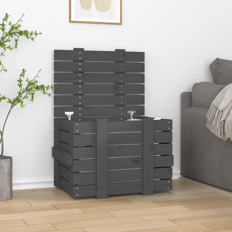 Load image into Gallery viewer, Vidaxl opbergbox 58x40,5x42 cm massief grenenhout grijs