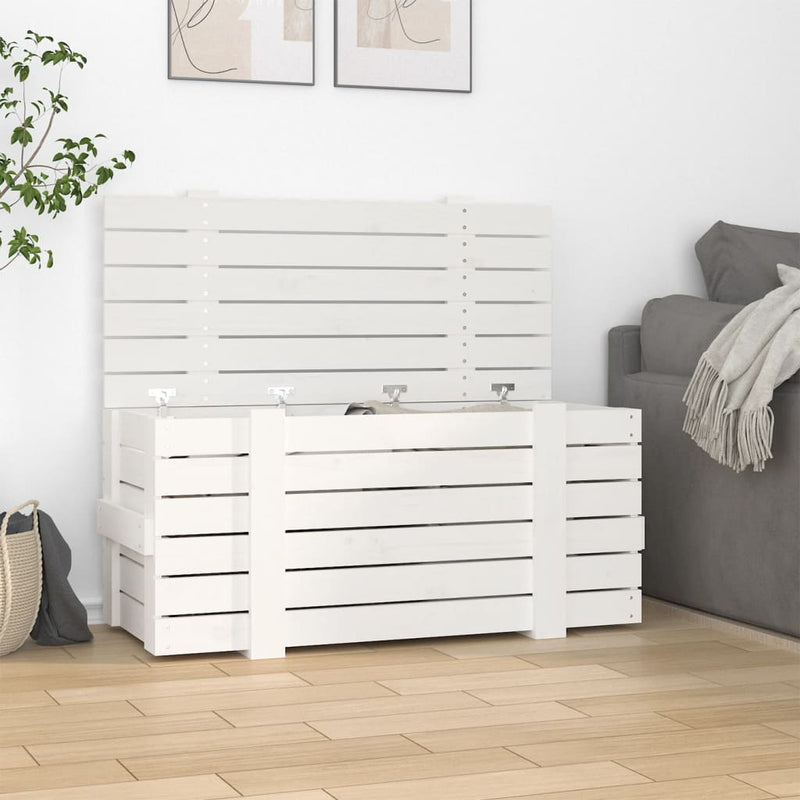 Load image into Gallery viewer, Vidaxl opbergbox 91x40,5x42 cm massief grenenhout wit