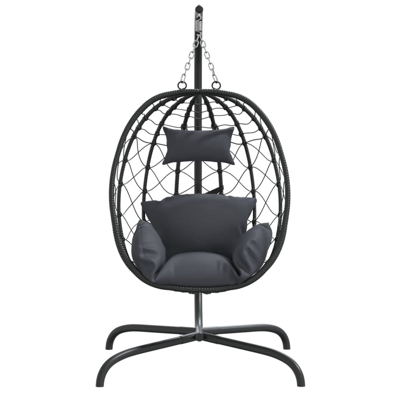 Load image into Gallery viewer, Vidaxl hangende ei-stoel met kussen antraciet poly rattan staal