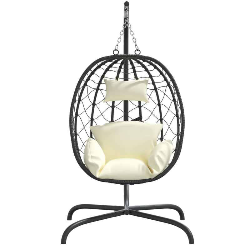Load image into Gallery viewer, Vidaxl hangstoel met kussen poly rattan en staal crèmewit