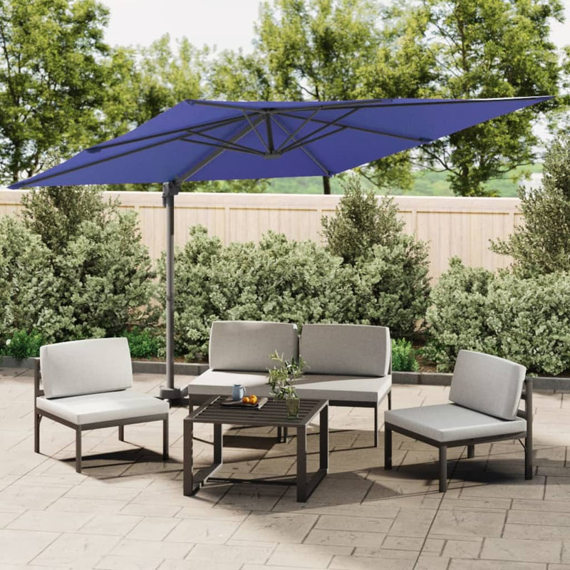 Load image into Gallery viewer, Vidaxl zweefparasol met led-verlichting 400x300 cm azuurblauw