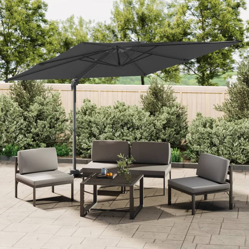 Afbeelding laden in galerijviewer, Vidaxl zweefparasol met dubbel dak 400x300 cm antracietkleurig