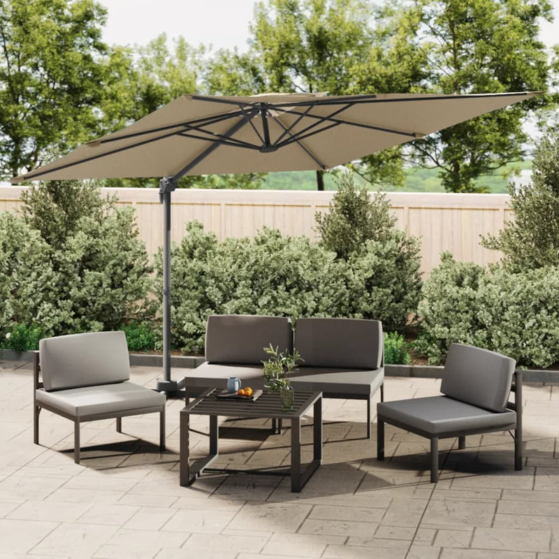 Cargue la imagen en el visor de la galería, Vidaxl zweefparasol met dubbele bovenkant 400x300 cm taupe