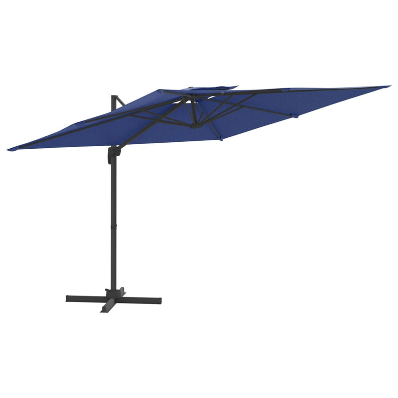 Cargue la imagen en el visor de la galería, Vidaxl zweefparasol met dubbele bovenkant 400x300 cm azuurblauw