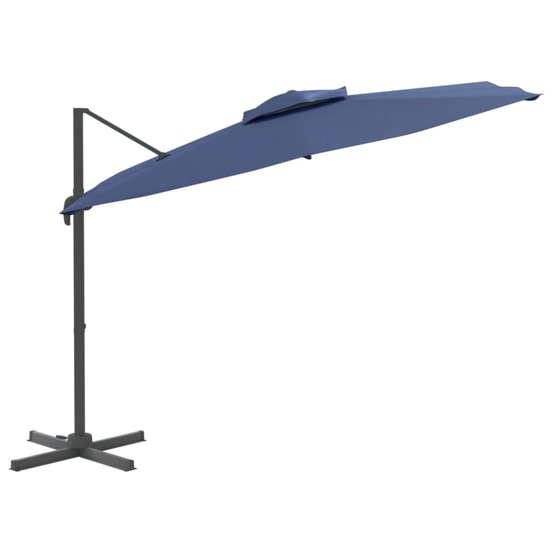 Cargue la imagen en el visor de la galería, Vidaxl zweefparasol met dubbele bovenkant 400x300 cm azuurblauw
