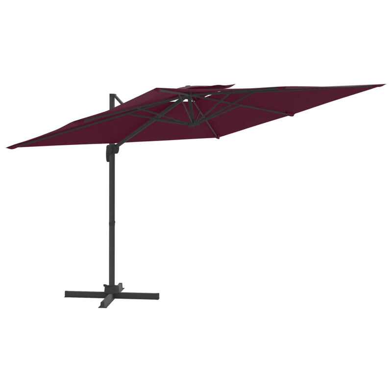 Cargue la imagen en el visor de la galería, Vidaxl zweefparasol met dubbel dak 400x300 cm bordeauxrood