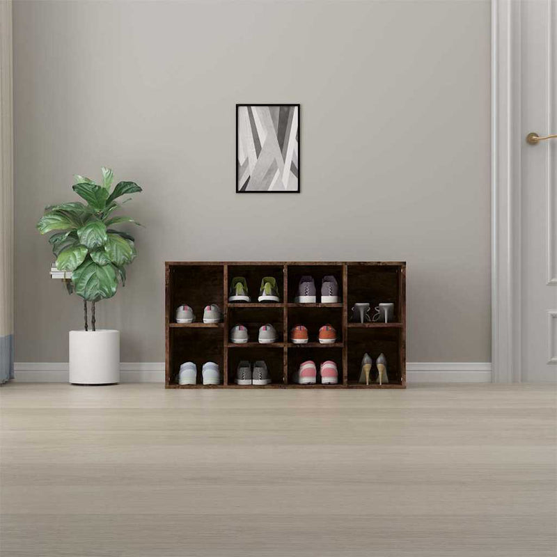 Cargue la imagen en el visor de la galería, Vidaxl schoenenbank 103x30x55 cm bewerkt hout gerookt eikenkleurig