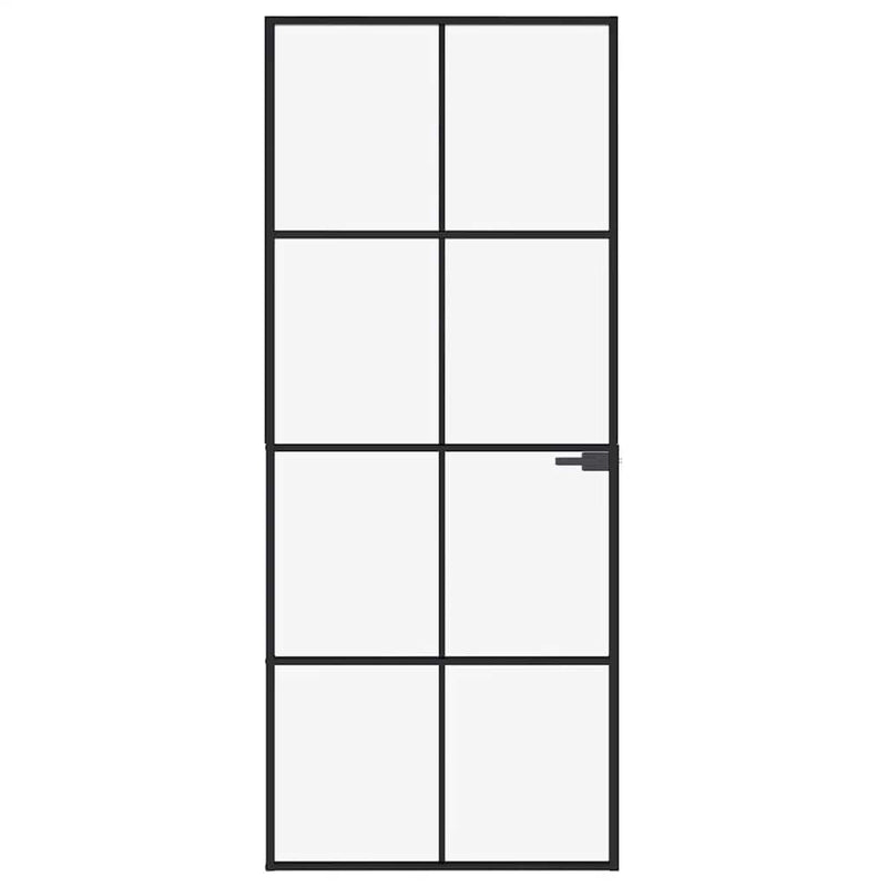 Load image into Gallery viewer, Vidaxl binnendeur 83x201,5 cm gehard glas en aluminium smal zwart