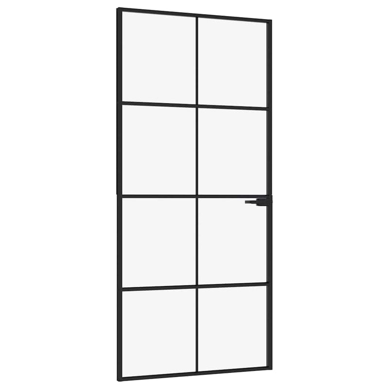 Load image into Gallery viewer, Vidaxl binnendeur 93x201,5 cm gehard glas en aluminium smal zwart