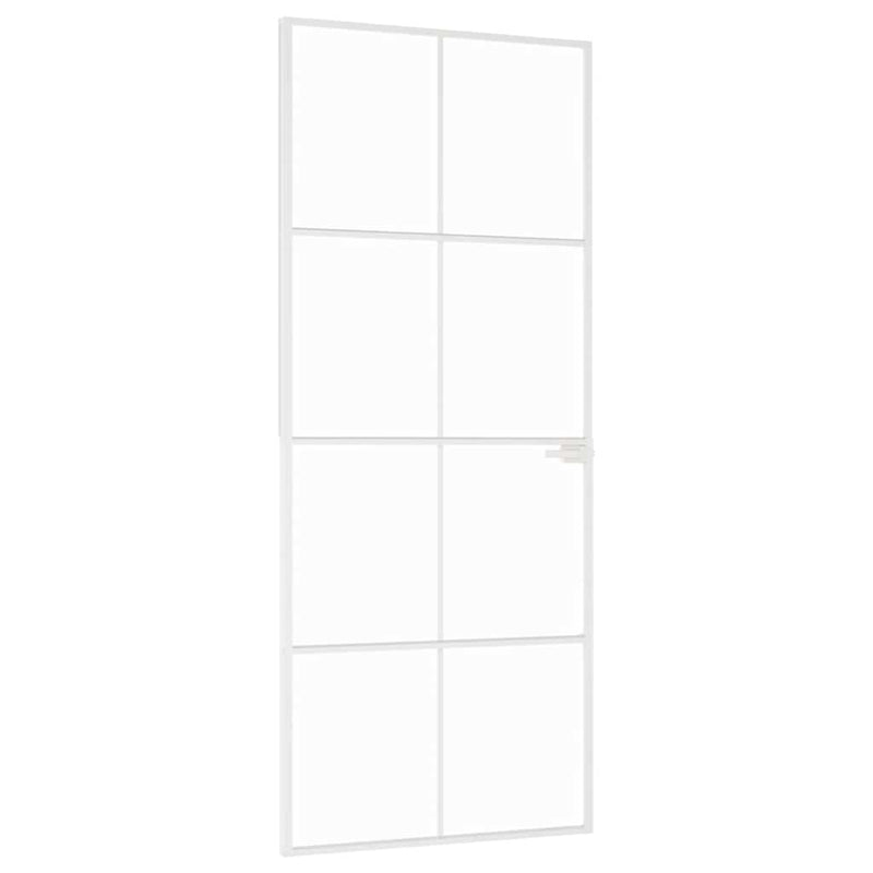 Load image into Gallery viewer, Vidaxl binnendeur 83x201,5 cm gehard glas en aluminium smal wit
