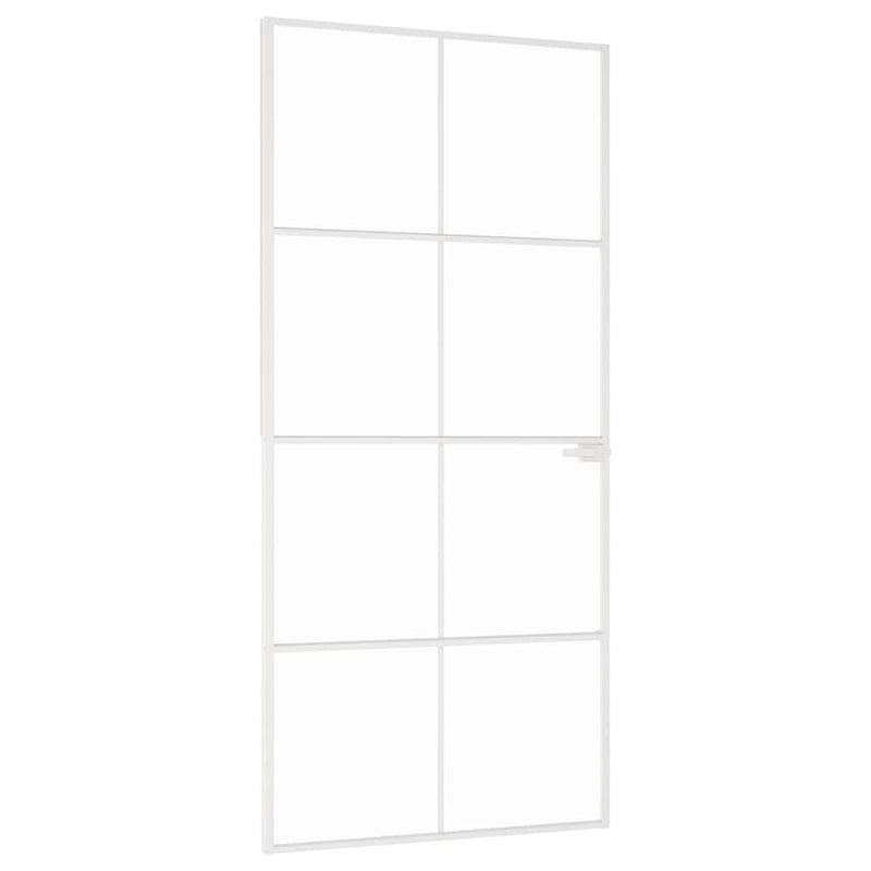 Load image into Gallery viewer, Vidaxl binnendeur 93x201,5 cm gehard glas en aluminium smal wit