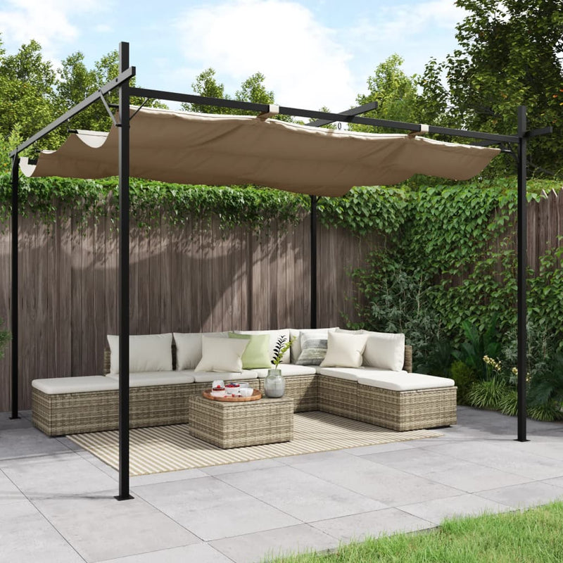 Laden Sie das Bild in Galerie -Viewer, Vidaxl pergola met uitschuifbaar dak 295x292x230 taupe