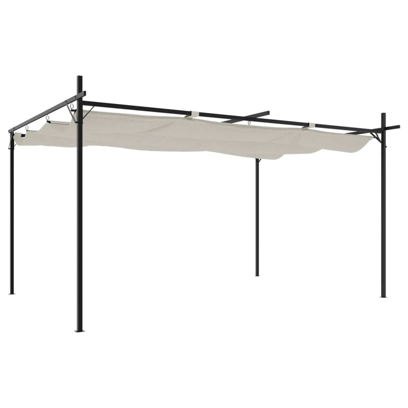 Laden Sie das Bild in Galerie -Viewer, Vidaxl pergola met uitschuifbaar dak 395x292x230 crèmekleurig