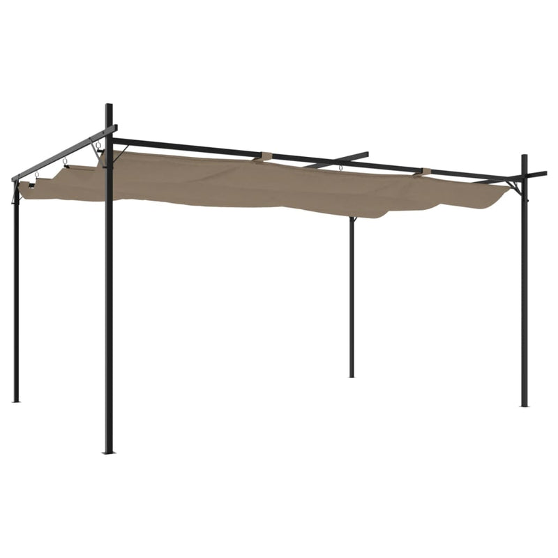 Laden Sie das Bild in Galerie -Viewer, Vidaxl pergola met uitschuifbaar dak 395x292x230 taupe