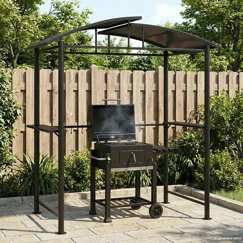 Afbeelding laden in galerijviewer, Vidaxl barbecue-overkapping 210x114x230 cm staal antracietkleurig