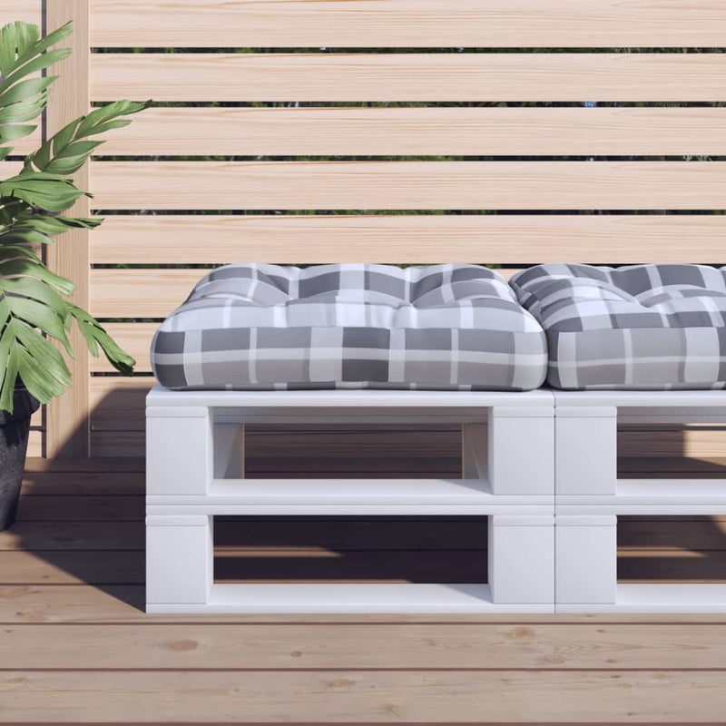 Load image into Gallery viewer, Vidaxl palletkussen 50x50x12 cm stof ruitpatroon grijs