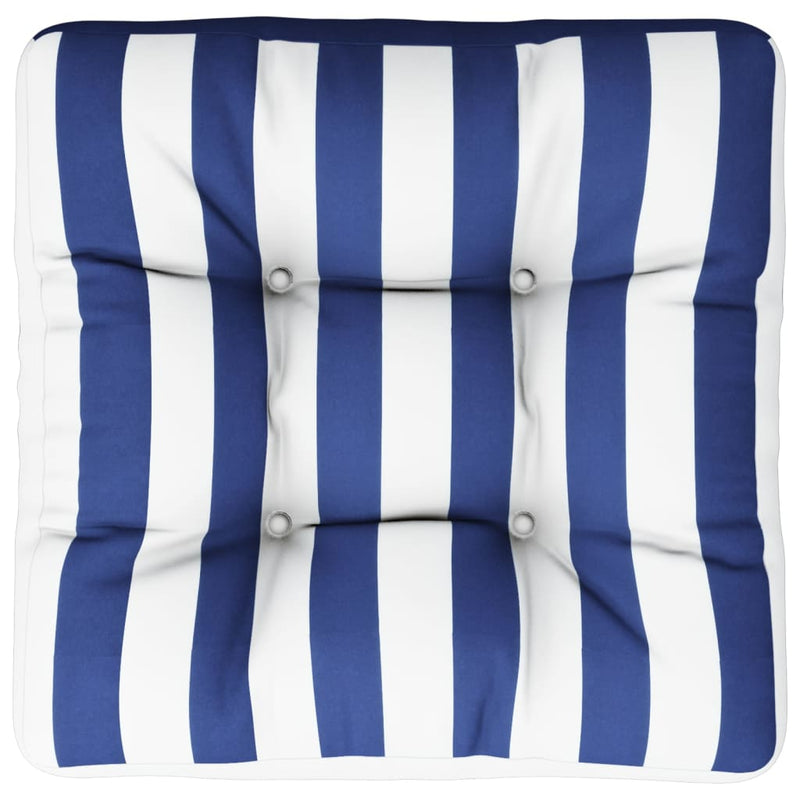 Afbeelding laden in galerijviewer, Vidaxl palletkussen gestreept 50x50x12 cm stof blauw en wit