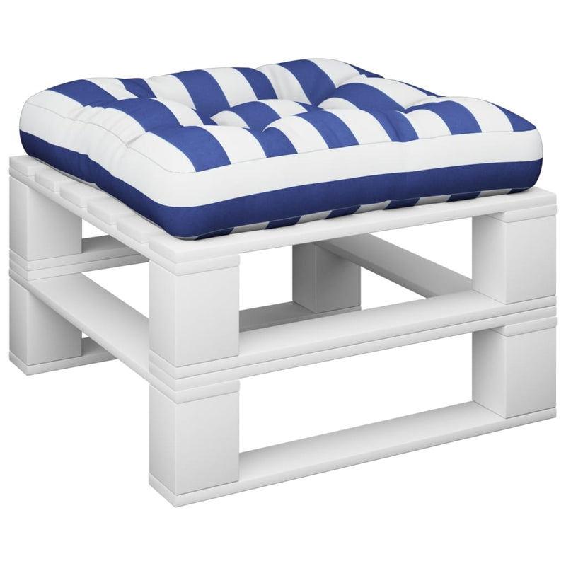 Afbeelding laden in galerijviewer, Vidaxl palletkussen gestreept 50x50x12 cm stof blauw en wit