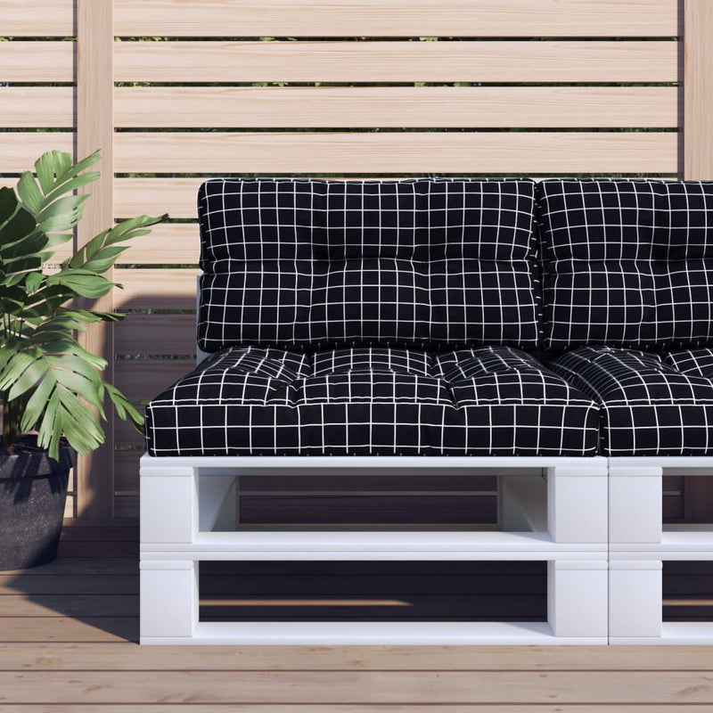 Load image into Gallery viewer, Vidaxl palletkussens 2 st stof ruitpatroon zwart