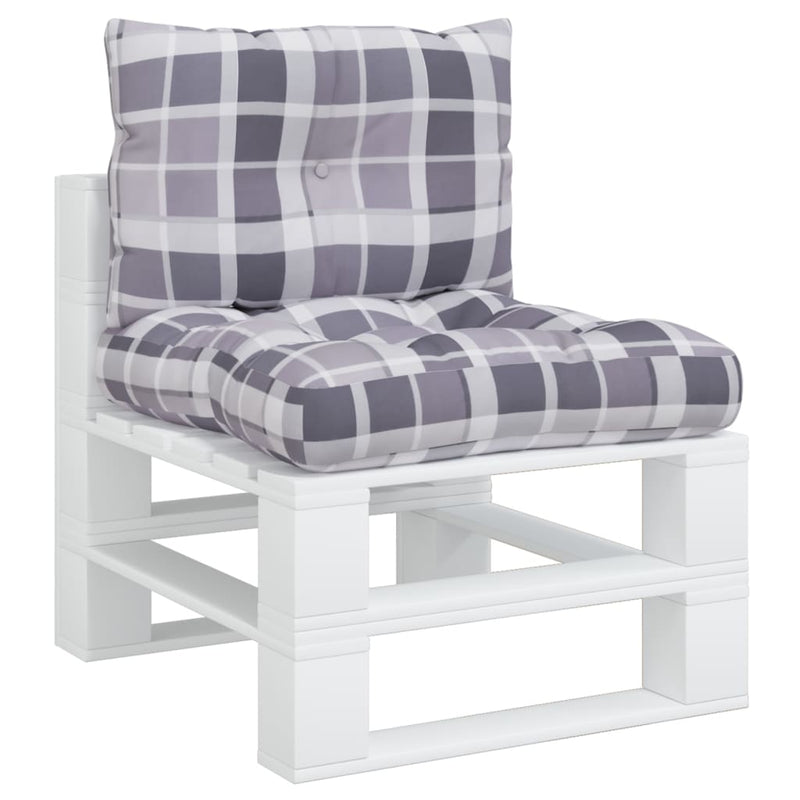 Load image into Gallery viewer, Vidaxl palletkussens 2 st ruitpatroon stof grijs