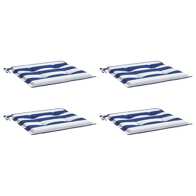 Load image into Gallery viewer, Vidaxl tuinstoelkussens 4 st gestreept 40x40x4 cm stof wit en blauw