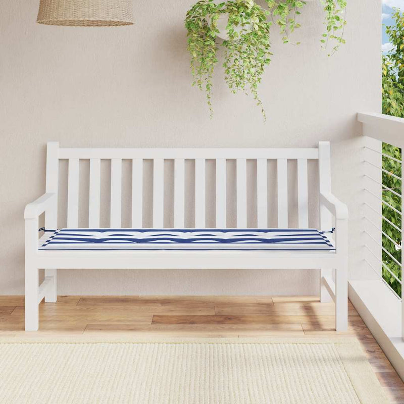 ギャラリービューアに画像をロードする, Vidaxl tuinbankkussen gestreept 150x50x4 cm oxford stof wit en blauw