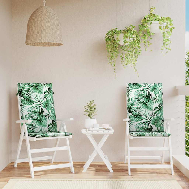 Load image into Gallery viewer, Vidaxl stoelkussens 2 st hoge rug bladpatroon stof