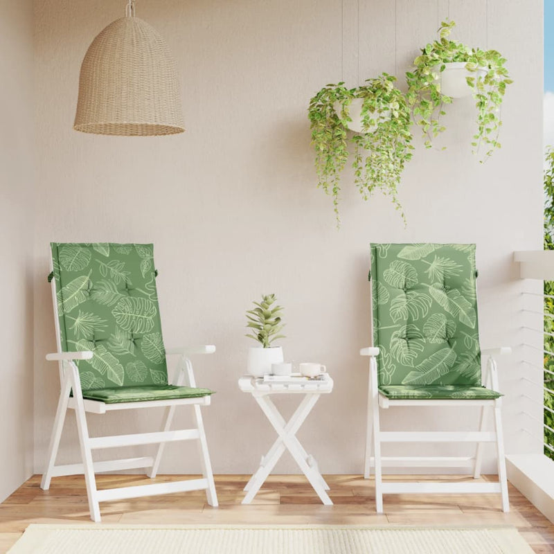 Laden Sie das Bild in Galerie -Viewer, Vidaxl stoelkussens 2 st hoge rug bladpatroon stof